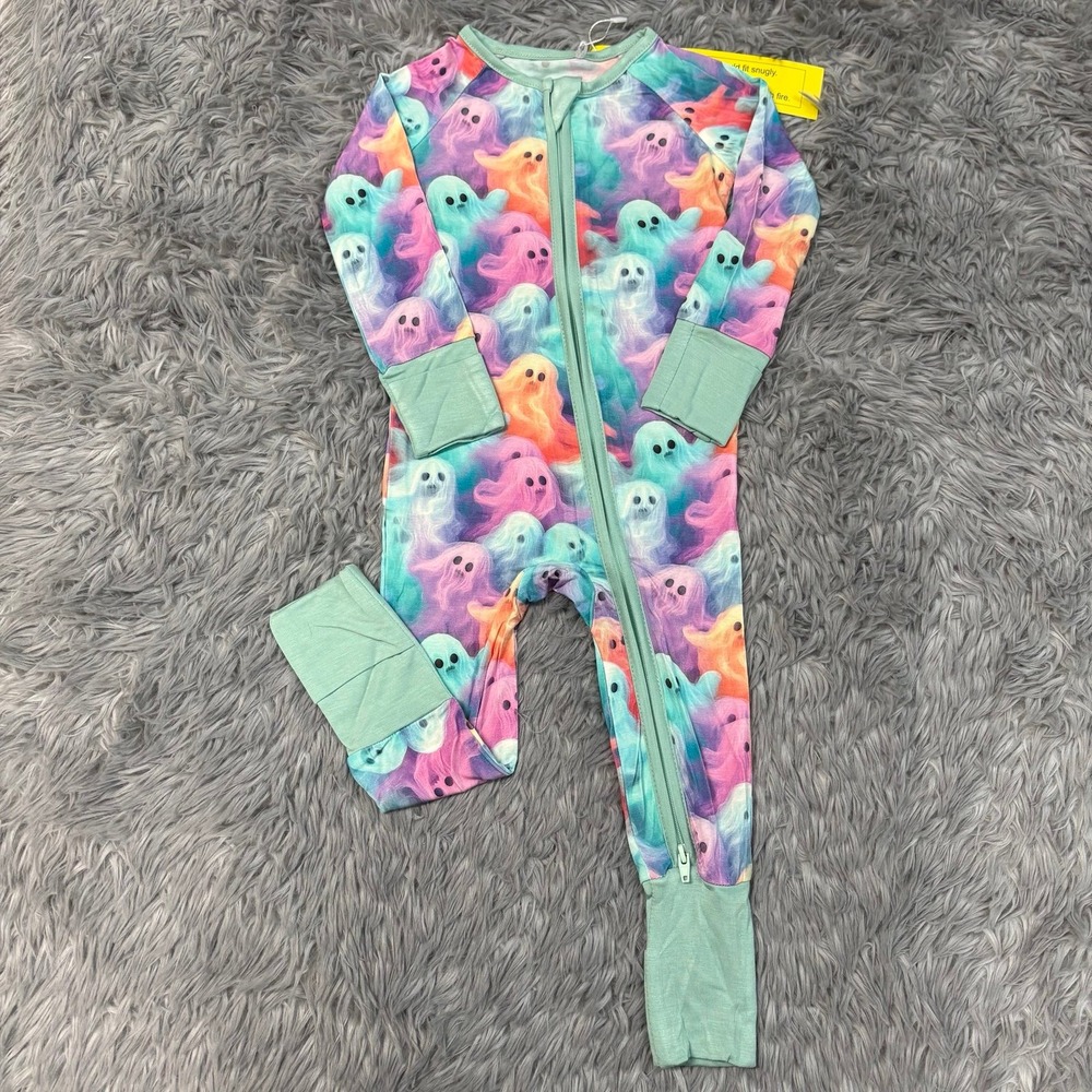 Small Shop Colorful Spooky Ghosts Bamboo Convertible Sleeper 6-12 Months NEW
